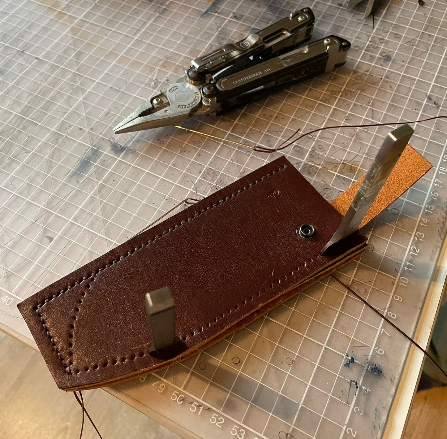 Leather kitchen knife sheath making course