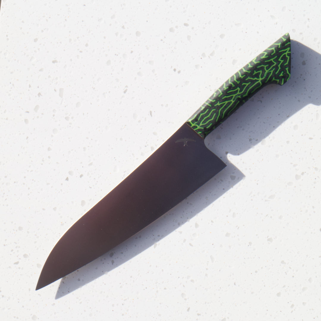 9" Gyuto AEB-L Crazy Micarta Green & Black