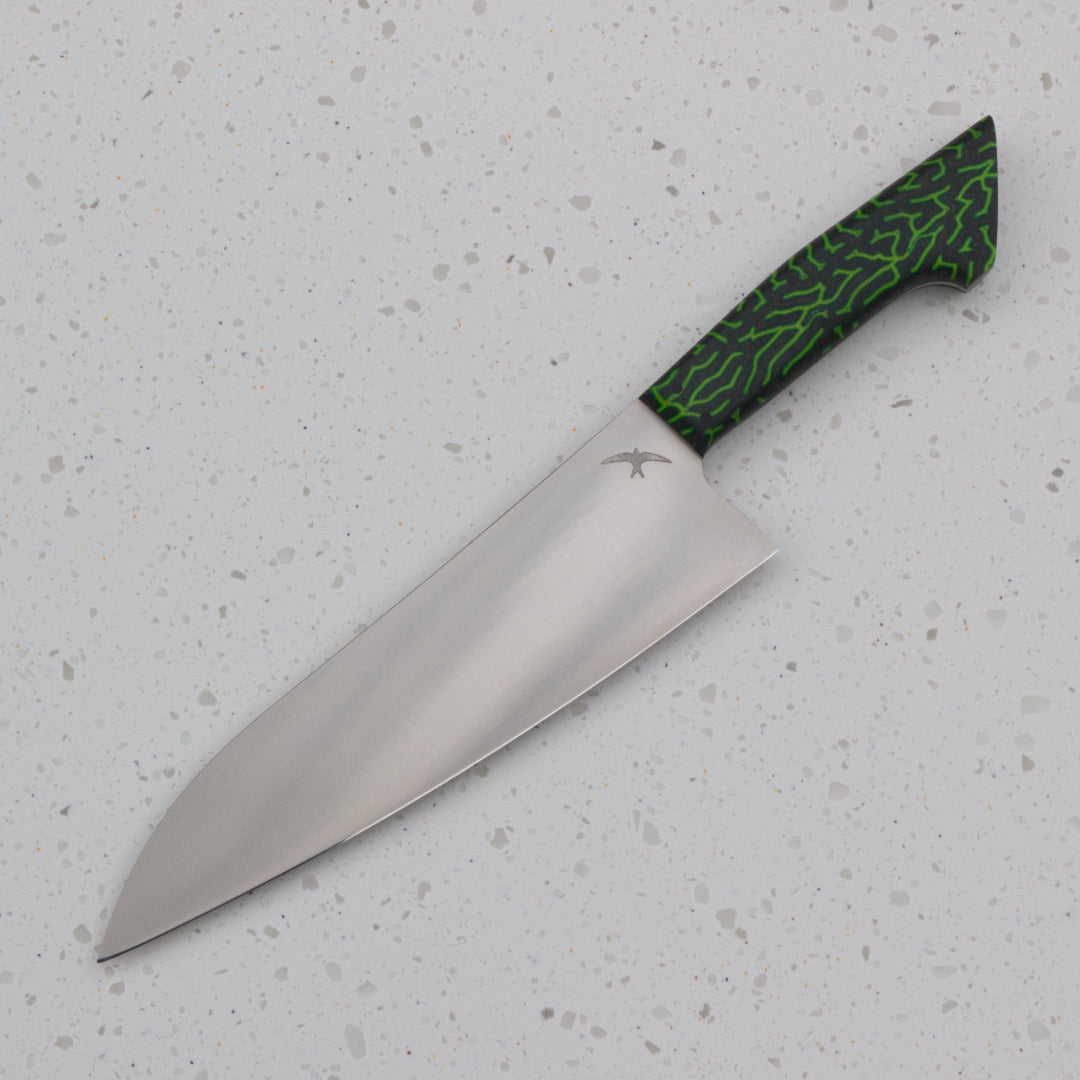 9" Gyuto AEB-L Crazy Micarta Green & Black