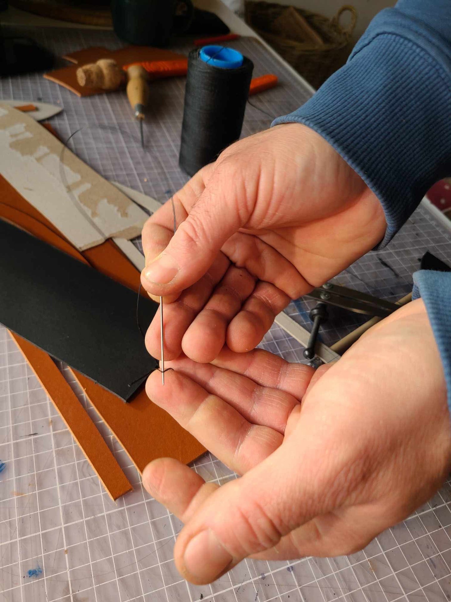 Leather kitchen knife sheath making course