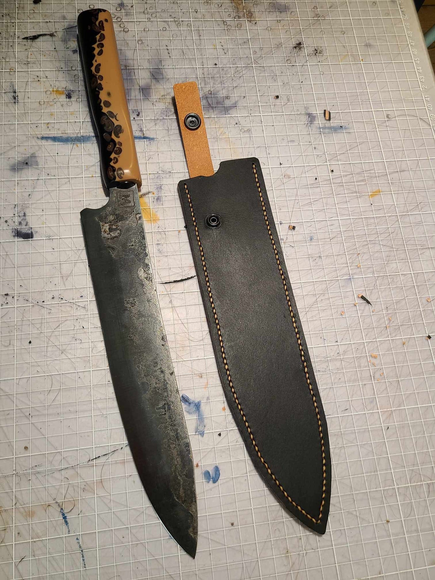 Leather kitchen knife sheath making course