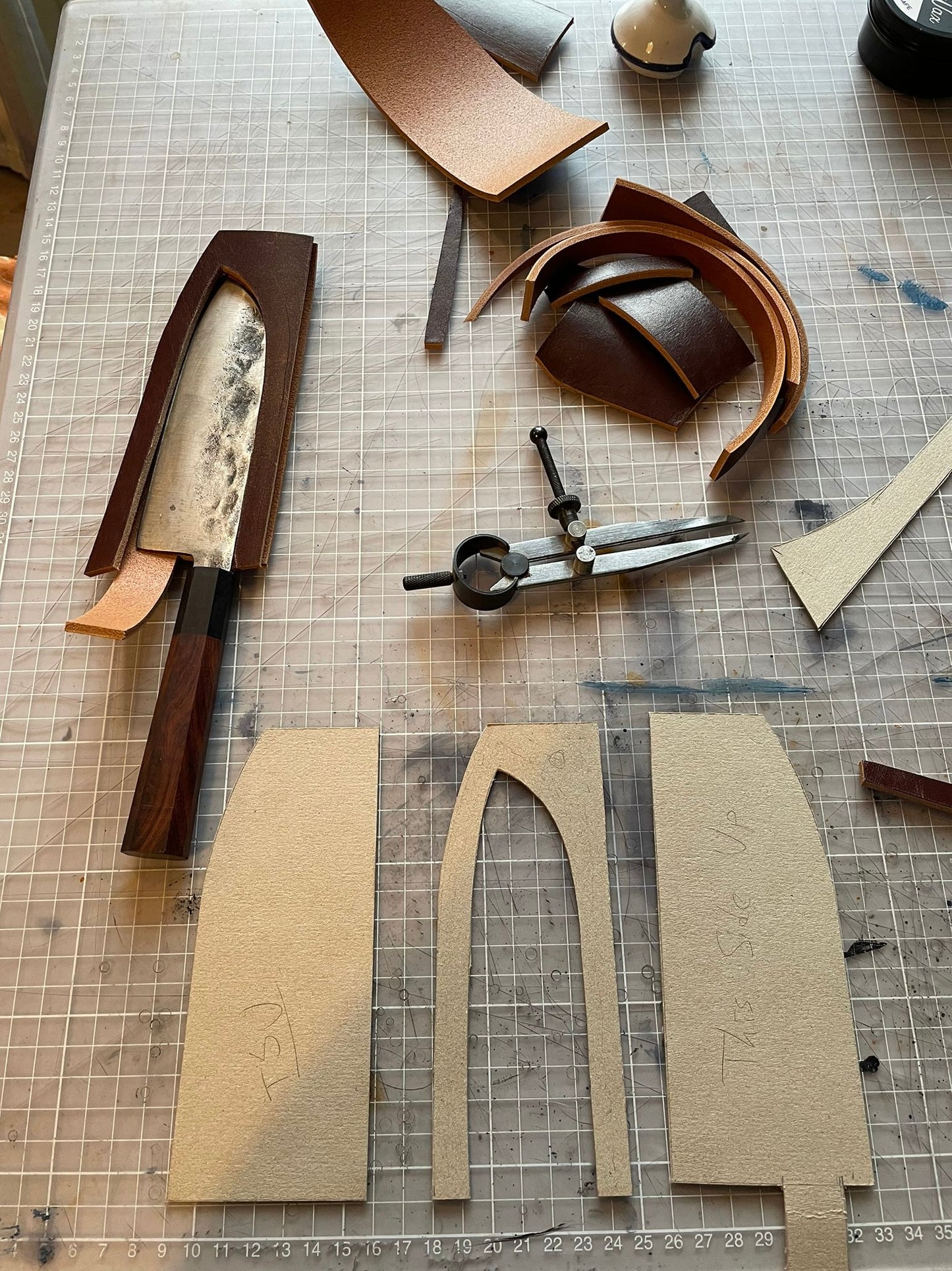 Leather kitchen knife sheath making course